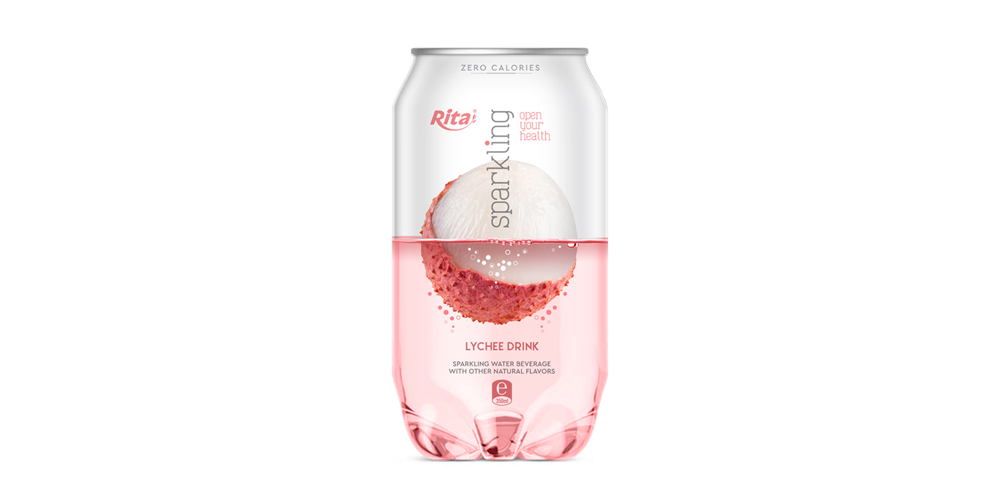 Sparkling Water With Lychee Flavor 350ml Can Rita Brand
